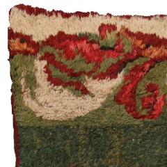 Authentic 19th Century French Green Red fragment Rug - 2457431