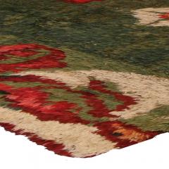 Authentic 19th Century French Green Red fragment Rug - 2457432