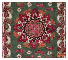 Authentic 19th Century French Green Red fragment Rug - 3876123