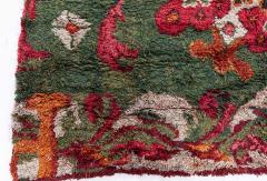 Authentic 19th Century French Green Red fragment Rug - 3876146