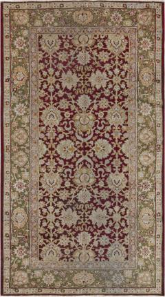 Authentic 19th Century Indian Amritsar Botanic Design Hand Knotted Wool Rug - 2461241