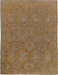 Authentic 19th Century Indian Amritsar Brown and Beige Handwoven Wool Rug - 2461209