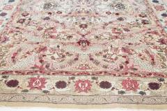 Authentic 19th Century Indian Amritsar Floral Design Pink Blue Green Wool Rug - 2461251