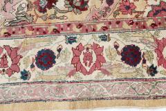 Authentic 19th Century Indian Amritsar Floral Design Pink Blue Green Wool Rug - 2461253
