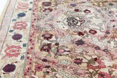 Authentic 19th Century Indian Amritsar Floral Design Pink Blue Green Wool Rug - 2461255