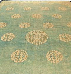 Authentic 19th Century Large Chinese Green Handwoven Wool Rug Size Adjusted  - 2460914