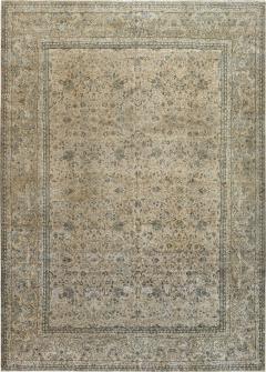 Authentic 19th Century Persian Kirman Beige Handmade Wool Carpet - 2465009