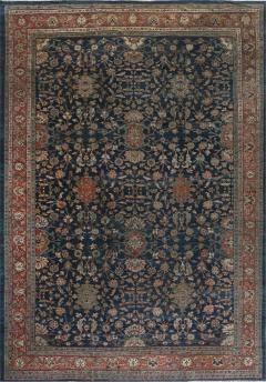 Authentic 19th Century Persian Sultanabad Blue Red Hand Knotted Wool Rug - 2462120