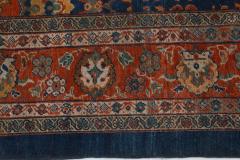 Authentic 19th Century Persian Sultanabad Blue Red Hand Knotted Wool Rug - 2462125