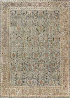 Authentic 19th Century Persian Tabriz Beige Blue Brown Wool Carpet - 2462054