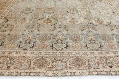 Authentic 19th Century Persian Tabriz Beige Blue Brown Wool Carpet - 2462057