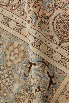 Authentic 19th Century Persian Tabriz Beige Blue Brown Wool Carpet - 2462059