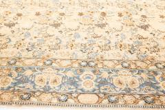 Authentic 19th Century Persian Tabriz Beige Blue Handmade Wool Carpet - 2465127