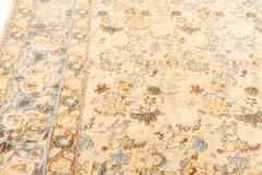 Authentic 19th Century Persian Tabriz Beige Blue Handmade Wool Carpet - 2465131