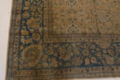 Authentic 19th Century Persian Tabriz Beige Brown Blue Handmade Wool Carpet - 2465004