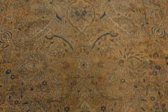 Authentic 19th Century Persian Tabriz Beige Brown Blue Handmade Wool Carpet - 2465006