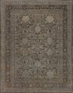 Authentic 19th Century Persian Tabriz Botanic Beige Brown Carpet - 2464741