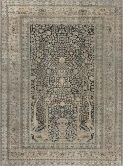Authentic 19th Century Persian Tabriz Botanic Handwoven Wool Rug - 2461996
