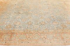 Authentic 19th Century Persian Tabriz Botanic Orange Grey Blue Handmade Carpet - 2465236