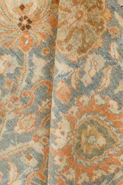 Authentic 19th Century Persian Tabriz Botanic Orange Grey Blue Handmade Carpet - 2465239