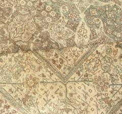 Authentic 19th Century Persian Tabriz Green Brown Botanic Carpet - 2461743