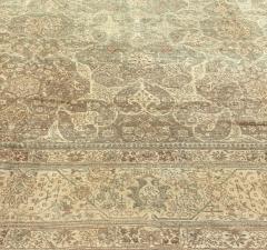 Authentic 19th Century Persian Tabriz Green Brown Botanic Carpet - 2461746