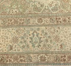 Authentic 19th Century Persian Tabriz Green Brown Botanic Carpet - 2461747