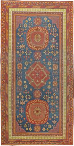 Authentic 19th Century Samarkand Red and Blue Handmade Wool Rug - 2460789