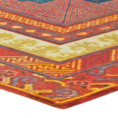 Authentic 19th Century Samarkand Red and Blue Handmade Wool Rug - 2460791
