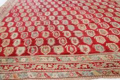Authentic 19th Century Turkish Oushak Red Handwoven Wool Carpet - 2464536