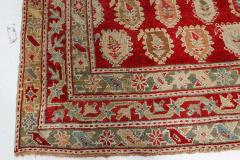 Authentic 19th Century Turkish Oushak Red Handwoven Wool Carpet - 2464537