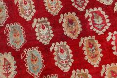 Authentic 19th Century Turkish Oushak Red Handwoven Wool Carpet - 2464540