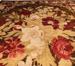 Authentic 19th Century Ukrainian Floral Brown Handwoven Wool Rug - 2464685