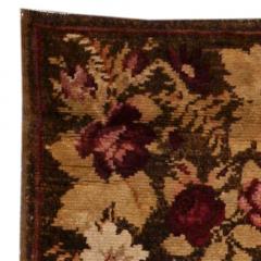 Authentic 19th Century Ukrainian Floral Brown Handwoven Wool Rug - 2464686