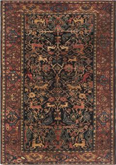 Authentic Antique Persian Feraghan Animal Botanic Handmade Wool Rug - 2454230