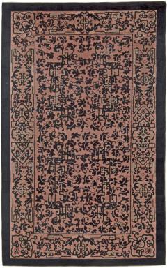 Authentic Early 20th Century Chinese Black and PalePink Wool Rug - 2451432