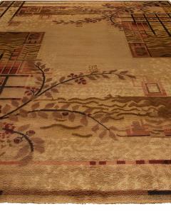 Authentic French Art Deco Brown Handwoven Wool Rug - 2455745
