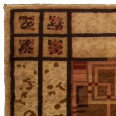 Authentic French Art Deco Brown Handwoven Wool Rug - 2455747