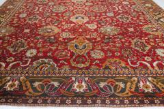 Authentic Indian Agra Bold Red Handmade Wool Carpet - 2461234