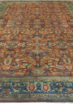 Authentic Indian Red Blue Botanic Handmade Wool Rug - 2453115