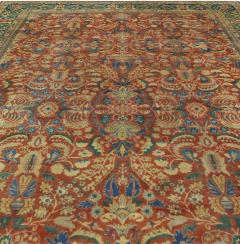 Authentic Indian Red Blue Botanic Handmade Wool Rug - 2453116