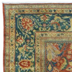 Authentic Indian Red Blue Botanic Handmade Wool Rug - 2453117