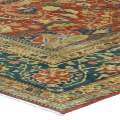 Authentic Indian Red Blue Botanic Handmade Wool Rug - 2453118