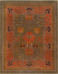 Authentic Irish Donegal Handmade Wool Rug in Beige Gray Green and Orange - 2450293