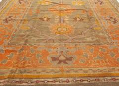 Authentic Irish Donegal Handmade Wool Rug in Beige Gray Green and Orange - 2450298