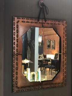 Authentic Italian Leather Mirror 1970s - 826467