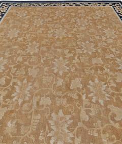 Authentic Mid 19th Century Chinese Beige and Dark Blue Handwoven Wool Rug - 2457375
