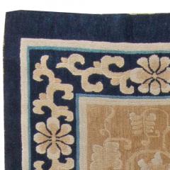 Authentic Mid 19th Century Chinese Beige and Dark Blue Handwoven Wool Rug - 2457376