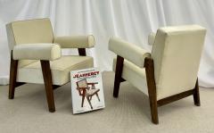 Authentic Pair of Pierre Jeanneret Upholstered Bridge Chairs Mid Century Modern - 2918734