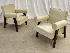 Authentic Pair of Pierre Jeanneret Upholstered Bridge Chairs Mid Century Modern - 2918735